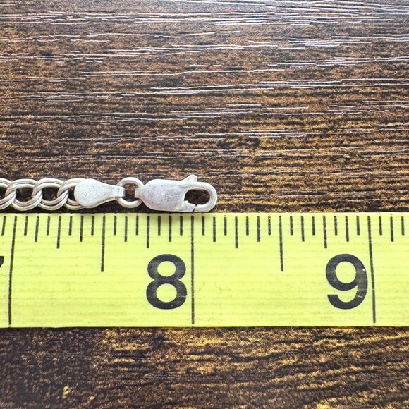 Italy Sterling Silver 925 Double Link Chain Bracelet Lobster Clasp 8" Length - Picture 7 of 8